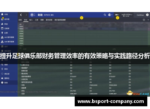 提升足球俱乐部财务管理效率的有效策略与实践路径分析